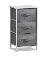 Sorbus Nightstand with 3 Drawers - Steel Frame, Wood Top & Easy Pull Fabric Bins Perfect for Home, Bedroom, Office College Dorm