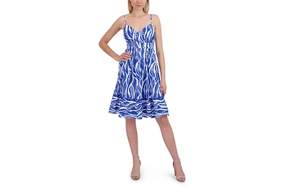 Laundry By Shelli Segal Women's Casual Chic V Neck Flared Ruffle Midi Dress