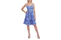Laundry By Shelli Segal Women's Casual Chic V Neck Flared Ruffle Midi Dress