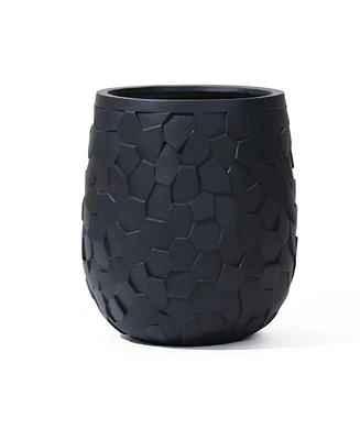 LuxenHome Black Beehive Round 19.7-Inch Tall Planter