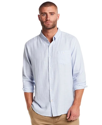 Weatherproof Vintage Men's Long Sleeve Solid Cotton Twill Shirt