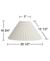 Springcrest Set of 2 Box Pleat Empire Lamp Shades Antique White Large 6.75" Top x 20.75" Bottom x 10.75" High x 12.5" Slant Spider with Replacement Ha