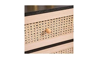 Slickblue 3-Drawers Rattan Storage Cabinet Rattan Drawer for Bedroom