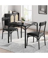 gaomon Dining Table Set Breakfast Nook with 2 Chairs Kitchen Dining Room Table Set for Dining Room, Dinette Compact Space-Saving,Metal Steel Frame