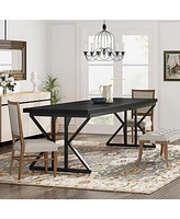 Tribesigns Farmhouse Dining Table for 6-8 People, 78.7-Inch Rectangular Wood Table, Rustic Kitchen with Heavy Duty Metal Legs