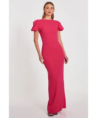 Quiz Women's Scuba Crepe Maxi Dress With Puff Sleeve