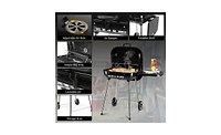 Slickblue Portable Charcoal Grill with Wheels and Foldable Side Shelf