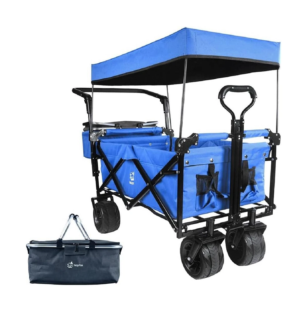 Slickblue Heavy Duty Folding Wagon Cart with Removable Canopy for Outdoor Use and Easy Transport