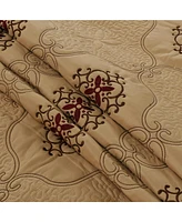 MarCielo 3 Piece Quilted Embroidery Quilts Bedspreads Set Emma Queen