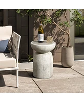 LuxenHome Rustic Off White and Gray Round -Inch Tall MgO Side Table
