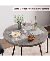 gaomon Dining Table Set for 2, Round Kitchen Table and Upholstered Chairs for 2, 3 Piece Dining Room Table Set, Kitchen Table Set for Small Space