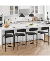 gaomon Bar Stools Set of 4, Upholstered Counter Height Bar Stools with Backrest and Footrest, Kitchen Barstools for Island, Counter Bar, Easy Assembly