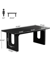 Tribesigns Modern Dining Table for 6 to 8 People, 71" Large Kitchen with Wood Pedestal Base, Rectangular Long Dinner Kitchen, D