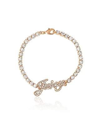 Juicy Couture Crystal Tennis Bracelet with Signature Script Logo Charm