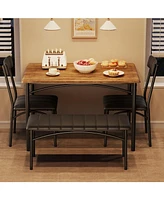 gaomon Dining Table Set for 4, Kitchen Table with Upholstered Bench and 2 Chairs, Kitchen Table and Chairs Set, for Small Space, Apartment, Home, Kitc