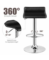 Gymax Set of Swivel Bar Stool Pu Leather Adjustable Kitchen Counter Bar Chairs