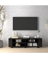 Gouun 59 Inch Console Storage Entertainment Media Wood Tv Stand