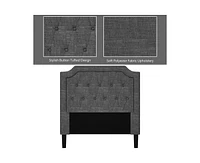 Gouun Linen Twin Upholstered Platform Bed with Frame Headboard Mattress Foundation