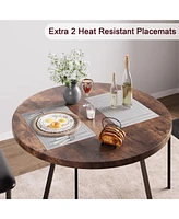 gaomon Dining Table Set for 2, Round Kitchen Table and Upholstered Chairs for 2, 3 Piece Dining Room Table Set, Kitchen Table Set for Small Space, Apa