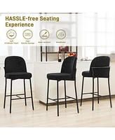 Dyhome Bar Stools Set of 2, 28 Inches Modern Counter Height with High Back Metal Legs, Upholstered Tall Barstools for Kitchen Island, Cafe,
