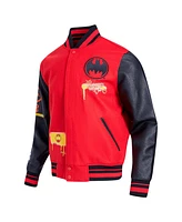 Freeze Max Men's Red/Black Batman Spray Paint Full-Zip Varsity Jacket