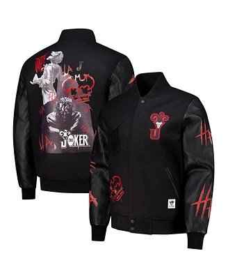 Freeze Max Men's Black Batman Joker Full-Zip Varsity Jacket