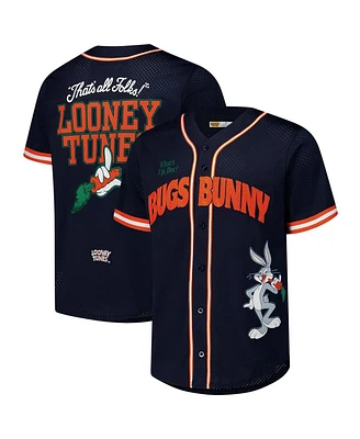 Freeze Max Men's Navy Looney Tunes Bugs Bunny What's Up Doc Button-Up Baseball Jersey