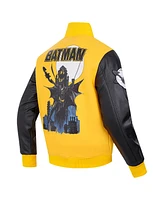 Freeze Max Men's Yellow Batman Comics I Am The Night Full-Zip Varsity Jacket