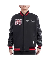 Freeze Max Men's Black Rick And Morty Anatomy Park Full-Zip Varsity Jacket