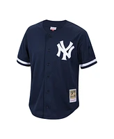 Mitchell & Ness Men's Bernie Williams Navy New York Yankees Cooperstown Collection Mesh Batting Practice Button-Up Jersey