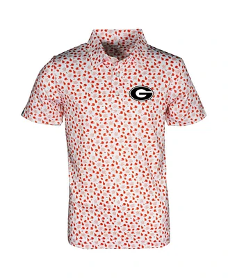 Garb Big Boys and Girls White Georgia Bulldogs Earnest Allover Print Polo