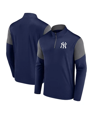 Fanatics Men's Navy New York Yankees Logo Quarter-Zip Top