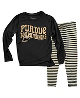 Wes & Willy Toddler Purdue Boilermakers Long Sleeve Top and Striped Leggings Set