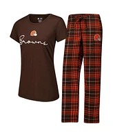 Concepts Sport Women's Cleveland Browns Vector T-Shirt Flannel Pants Sleep Set