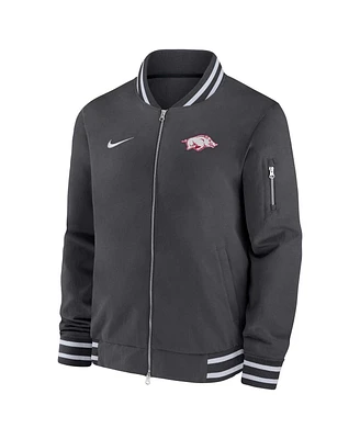 Nike Men's Anthracite Arkansas Razorbacks Full-Zip Bomber Jacket