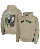 Freeze Max Men's Tan Rick And Morty '90s Rave Dropped Shoulder Pullover Hoodie