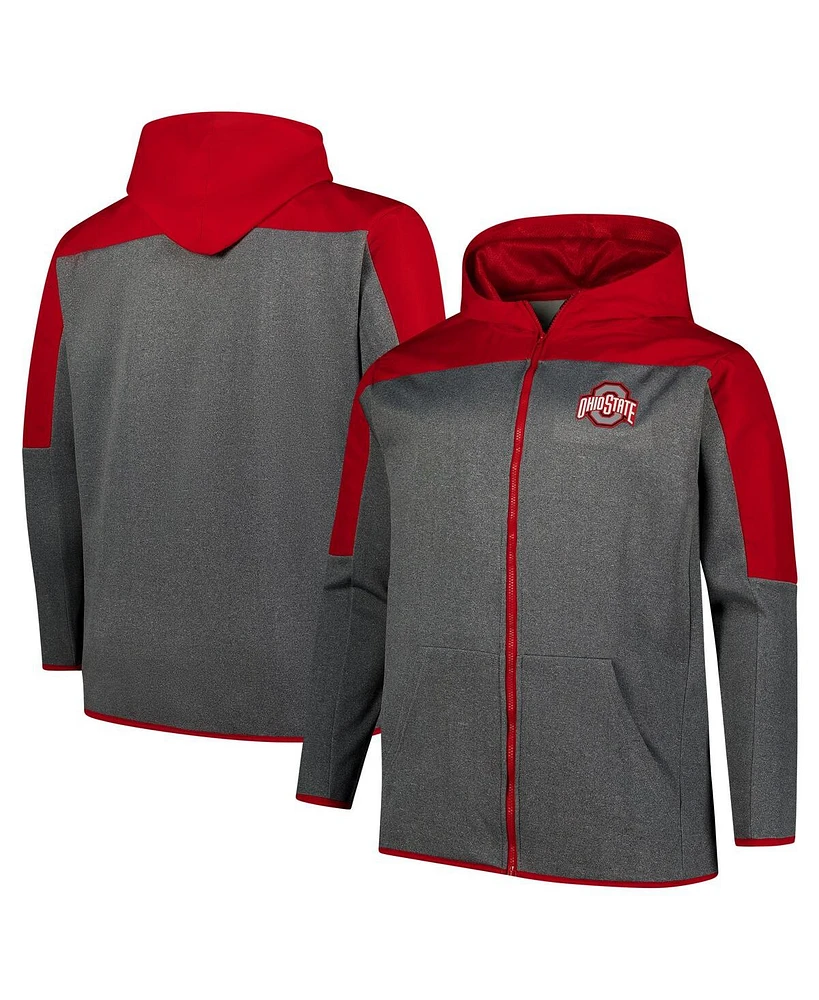 Fanatics Men's Scarlet/Gray Ohio State Buckeyes Big Tall Pieced Full-Zip Hoodie Jacket