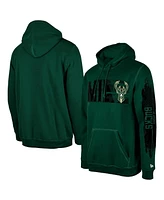 New Era Men's Milwaukee Bucks Hunter Green Tip-Off Collection Pullover Hoodie