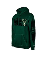 New Era Men's Milwaukee Bucks Hunter Green Tip-Off Collection Pullover Hoodie