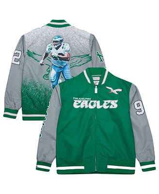 Mitchell & Ness Men's Reggie White Kelly Green Philadelphia Eagles Retired Player Graphic Full-Zip Satin Jacket