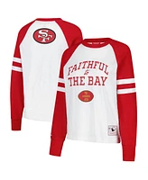 Mitchell & Ness Women's White/Scarlet San Francisco 49ers Slub Long Sleeve T-Shirt