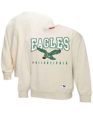 Mitchell & Ness Women's Cream Philadelphia Eagles Fandom Fleece Pullover Sweatshirt