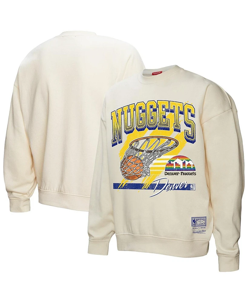 Mitchell & Ness Women's Cream Denver Nuggets Brush Bucket Pullover Sweatshirt