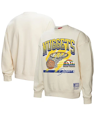 Mitchell & Ness Women's Cream Denver Nuggets Brush Bucket Pullover Sweatshirt