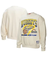 Mitchell & Ness Women's Cream Denver Nuggets Brush Bucket Pullover Sweatshirt