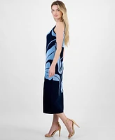 T Tahari Women's Exploded-Floral-Print Sweater Dress