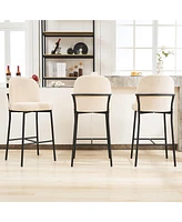 Dyhome Bar Stools Set of 3, 28 Inches Modern Counter Height with High Back Metal Legs, Upholstered Tall Barstools for Kitchen Island, Cafe,