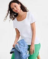 Style & Co Petite Cotton Square-Neck Short-Sleeve T-Shirt, Exclusively at Macy's