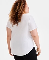 Style & Co Plus Size Printed Crewneck Tee, Exclusively at Macy's