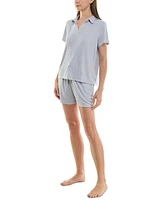 Roudelain Women's Ribbed Short-Sleeve Henley Pajama Set